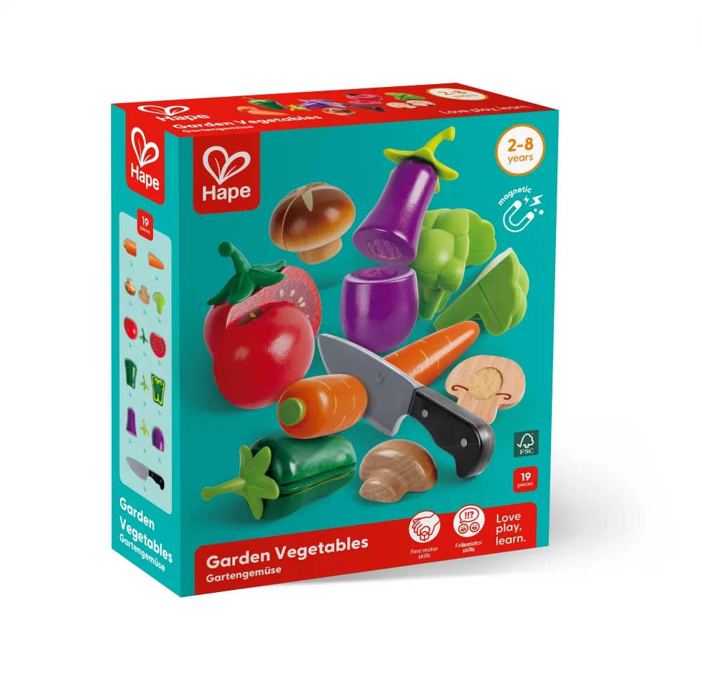 Дървен комплект, Hape, Зеленчуци, 8 части