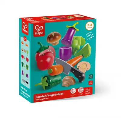 Дървен комплект, Hape, Зеленчуци, 8 части