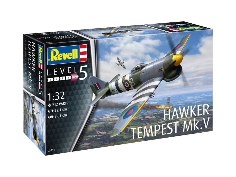 Сглобяем модел, Revell, Боен Самолет Hawker Tempest Mk.V, 212 части