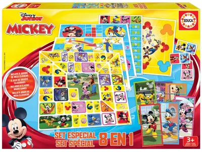 Комплект настолни игри, Educa, Mickey and Friends, 8 броя