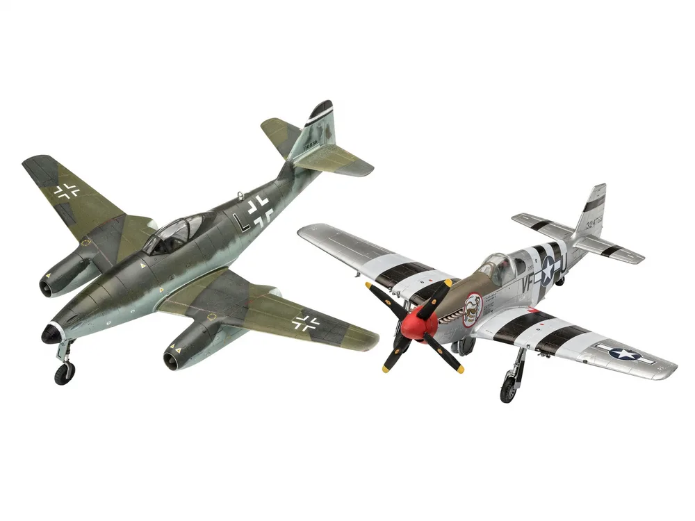 Комплект сглобяеми модели, Revell, Изтребители Messerschmitt Me262 - P-51B Mustang, 111 части