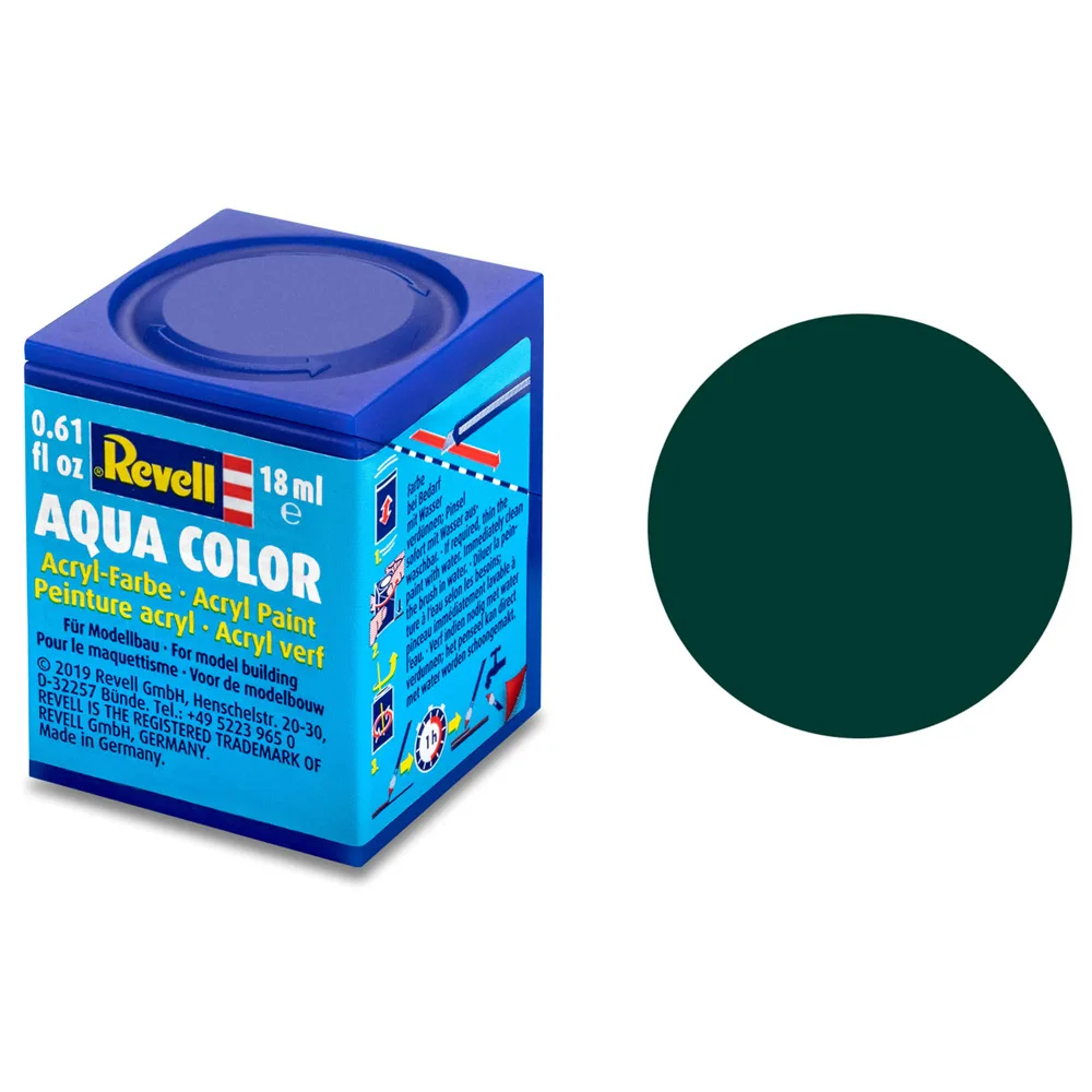 Акрилна боя, Revell, Aqua Color, Зеленикаво черен, Мат, 18 мл