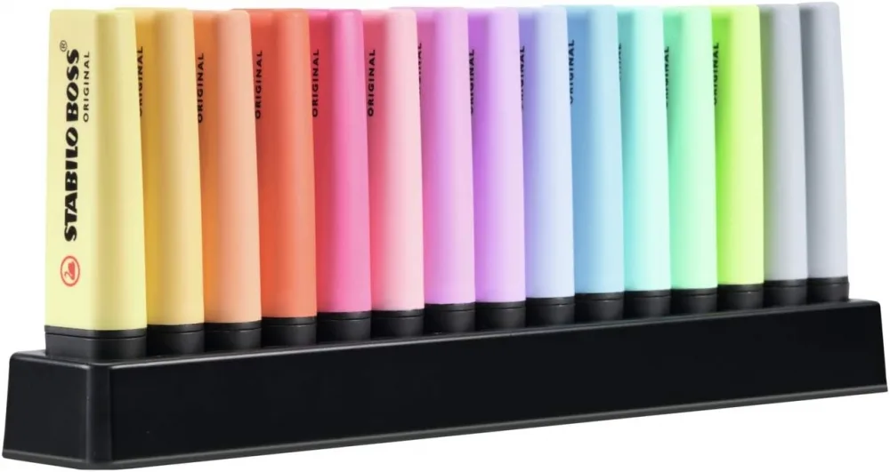 Комплект текст маркери, Stabilo, Boss Original Pastel Deskset, 15 цвята