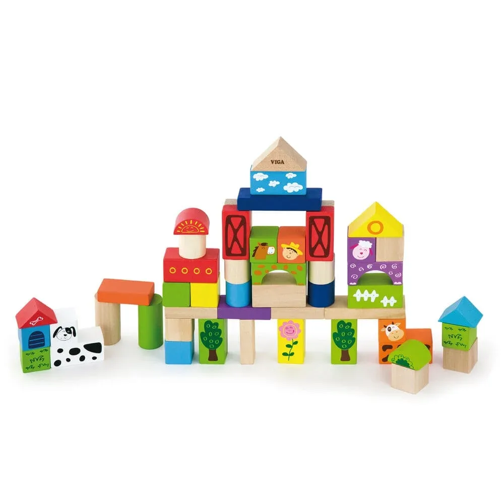 Дървен строител VIGA Toys - Ферма