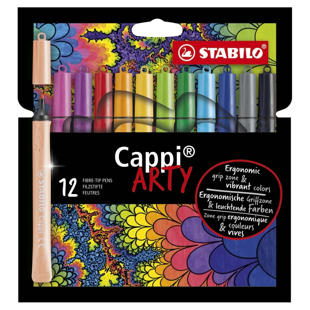 Комплект флумастери, Stabilo, Cappi Arty, 12 цвята