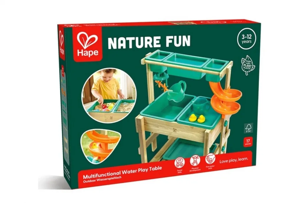 Дървена многофункционална масичка за игра с вода навън, Hape, 17 части
