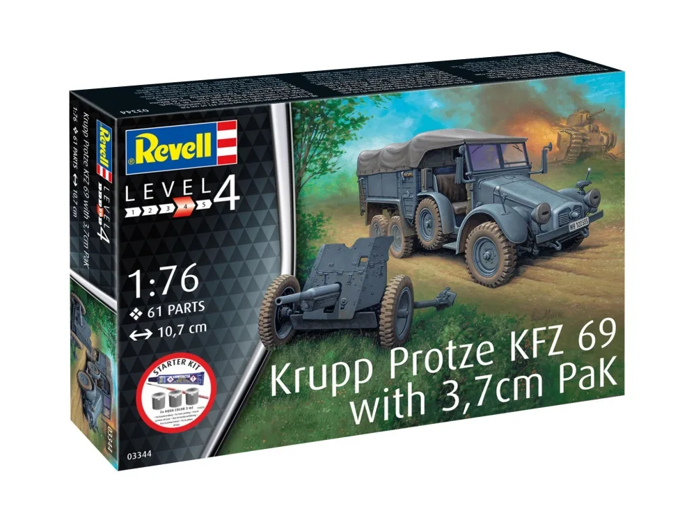Сглобяем модел, Revell, Стартов комплект камион Круп Протце KFZ 69 3.7см, 61 части