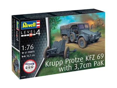 Сглобяем модел, Revell, Стартов комплект камион Круп Протце KFZ 69 3.7см, 61 части