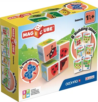 Магнитен конструктор, Geomag, Magicube, Насекоми и карти 121, 11 части