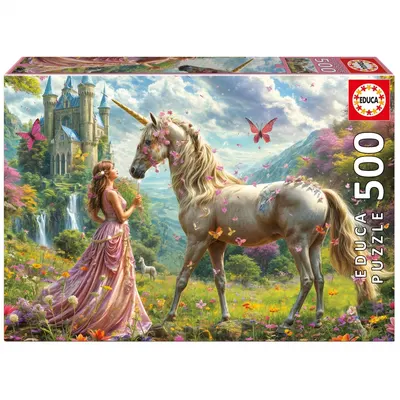 Пъзел, Educa, Феи, еднорози и пеперуди, 500 части