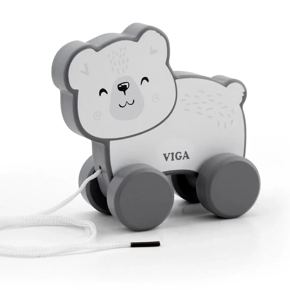 Дървена играчка за дърпане -мече Polar Bear
