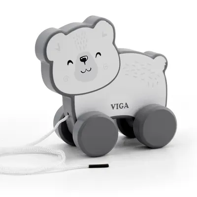 Дървена играчка за дърпане -мече Polar Bear