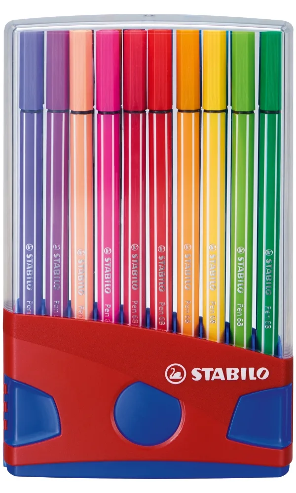 Комплект флумастери, Stabilo, Pen 68 Color Parade, тъмносиня кутия, 20 цвята