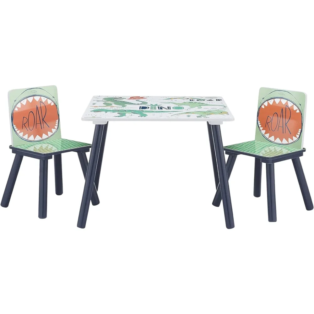 Детска Маса със Столчета GINGER HOME за Рисуване, Игра, Хранене, Дървена, DINOSAUR