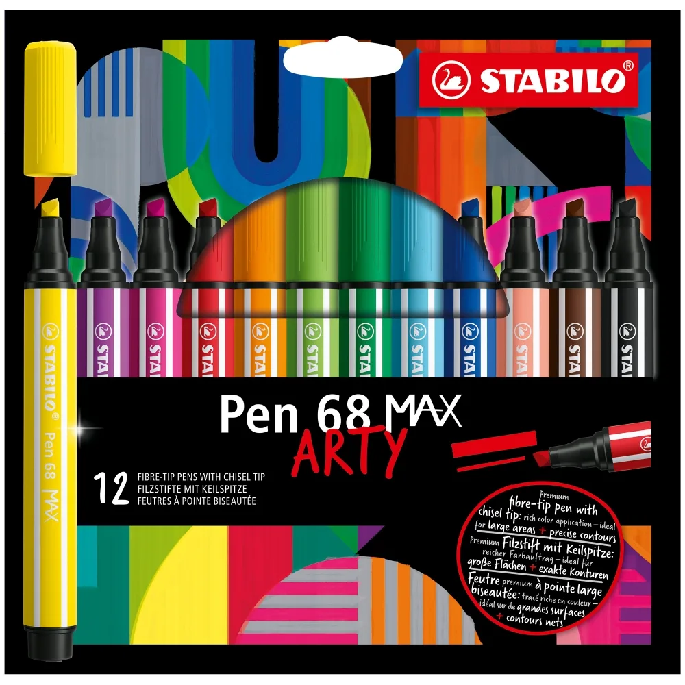 Комплект флумастери, Stabilo, Pen 68 Max Arty, 12 цвята