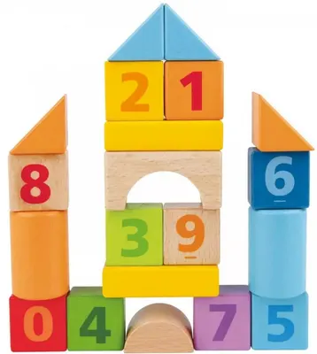 Комплект дървени кубчета, Hape, С цифри, 20 броя
