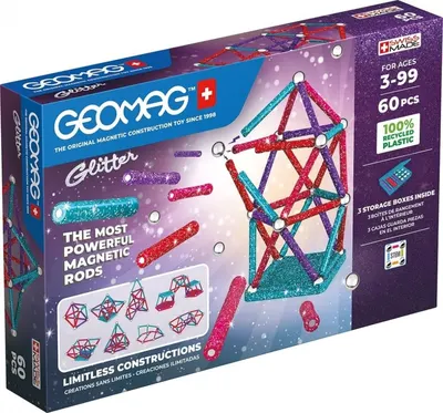Магнитен конструктор, Geomag, Glitter, 60 части