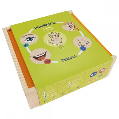 Дървена логическа игра с пъзел, Beleduc, Humanico, 5 Сетива, 30 части