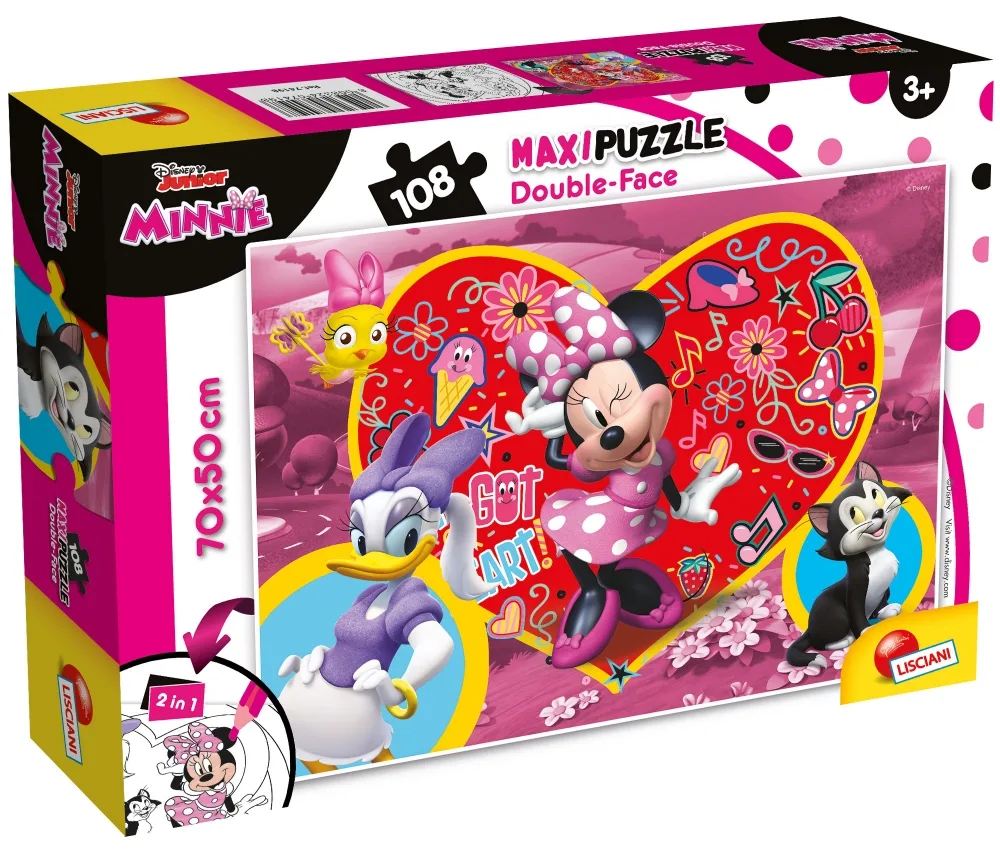 Пъзел, Lisciani, Minnie Mouse, Двулицев пъзел 108 части
