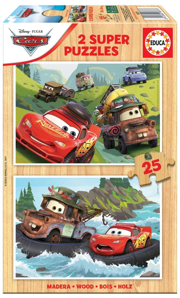 Дървен пъзел, Educa, Cars, 2 х 25 части